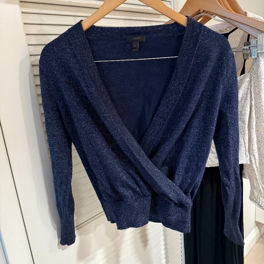 J.Crew Wrap Sweater, Shimmery, Metallic, Shiny, Size S